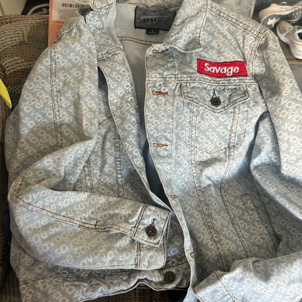 Brooklyn Cloth Light Blue Jean Jacket with Red Patch